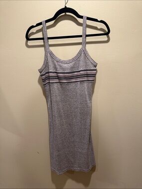 𓏗 Vintage tank dress Sleeveless Heather Gray Mini Dress with Stripe Detail 𓏗